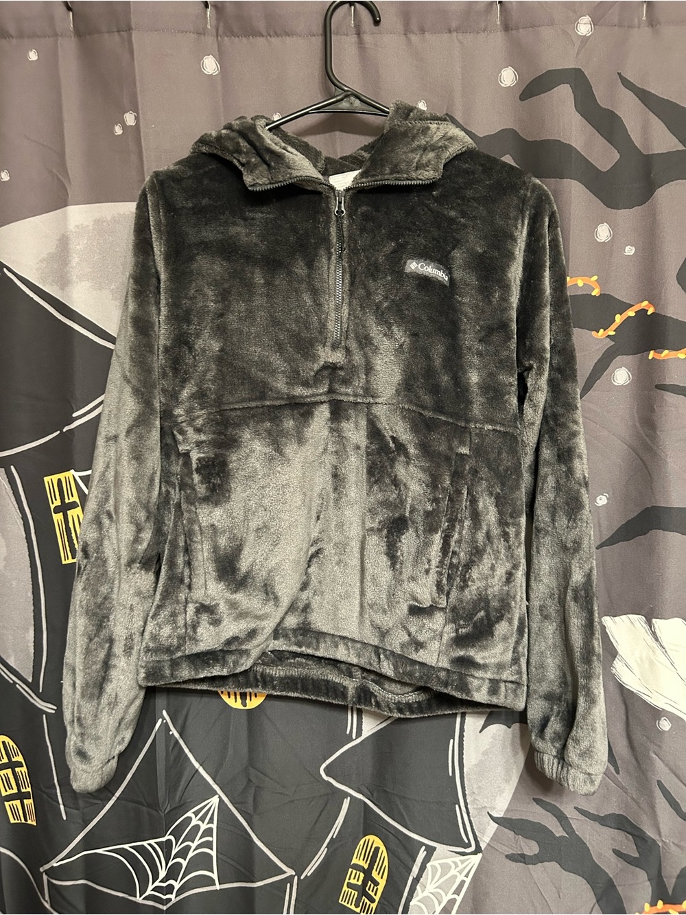 Columbia Black Plush Half-Zip Hoodie Jacket